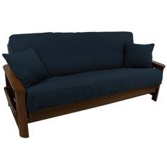 Solid Twill 8 to 9-inch Full Futon Cover Set with Two 18-inch Throw Pillows (Set of 3)