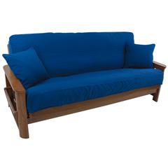 Solid Twill 8 to 9-inch Full Futon Cover Set with Two 18-inch Throw Pillows (Set of 3)
