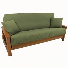Solid Twill 8 to 9-inch Full Futon Cover Set with Two 18-inch Throw Pillows (Set of 3)