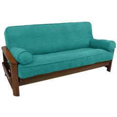 Solid Microsuede Double Corded 8 to 9-inch Full Futon Cover Set with Two 20 by 8-inch Bolster Pillows (Set of 3)