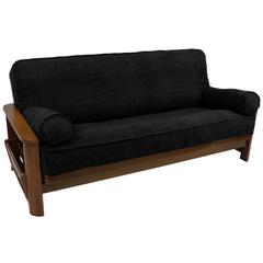 Solid Microsuede Double Corded 8 to 9-inch Full Futon Cover Set with Two 20 by 8-inch Bolster Pillows (Set of 3)