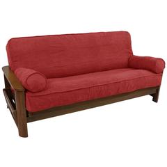 Solid Microsuede Double Corded 8 to 9-inch Full Futon Cover Set with Two 20 by 8-inch Bolster Pillows (Set of 3)