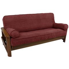 Solid Microsuede Double Corded 8 to 9-inch Full Futon Cover Set with Two 20 by 8-inch Bolster Pillows (Set of 3)