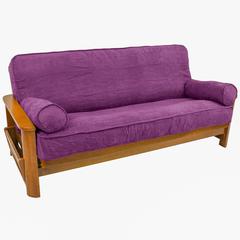 Solid Microsuede Double Corded 8 to 9-inch Full Futon Cover Set with Two 20 by 8-inch Bolster Pillows (Set of 3)  9684-CD-MS-UV