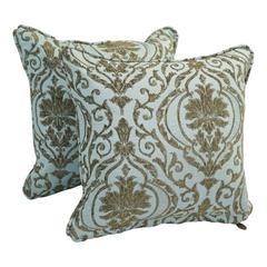 18-inch Double-corded Patterned Jacquard Chenille Square Throw Pillows with Inserts (Set of 2)  9810-CD-S2-JCH-CO-32