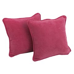 18-inch Double-corded Solid Microsuede Square Throw Pillows (Set of 2)
