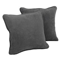 18-inch Double-corded Solid Microsuede Square Throw Pillows (Set of 2)