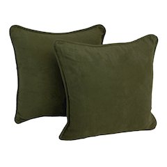 18-inch Double-corded Solid Microsuede Square Throw Pillows (Set of 2)