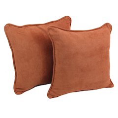 18-inch Double-corded Solid Microsuede Square Throw Pillows (Set of 2)