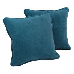 18-inch Double-corded Solid Microsuede Square Throw Pillows with Inserts (Set of 2), Teal