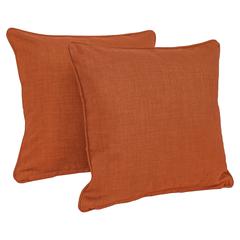 18-inch Double-corded Solid Outdoor Spun Polyester Square Throw Pillows with Inserts (Set of 2), Cinnamon