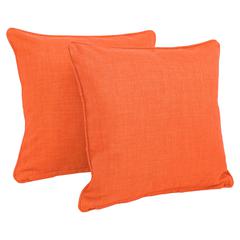 18-inch Double-corded Solid Outdoor Spun Polyester Square Throw Pillows with Inserts (Set of 2), Tangerine Dream