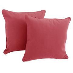 18-inch Double-corded Solid Twill Square Throw Pillows with Inserts (Set of 2), Bery Berry