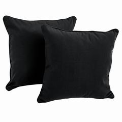 18-inch Double-corded Solid Twill Square Throw Pillows with Inserts (Set of 2) 9810-CD-S2-TW-BK