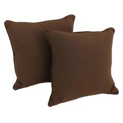 18-inch Double-corded Solid Twill Square Throw Pillows with Inserts (Set of 2) 9810-CD-S2-TW-CH