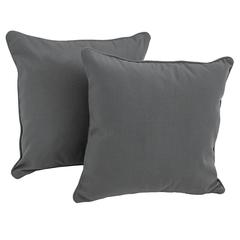 18-inch Double-corded Solid Twill Square Throw Pillows with Inserts (Set of 2) 9810-CD-S2-TW-GY