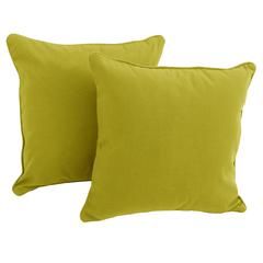 18-inch Double-corded Solid Twill Square Throw Pillows with Inserts (Set of 2), Mojito Lime