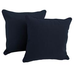 18-inch Double-corded Solid Twill Square Throw Pillows with Inserts (Set of 2) 9810-CD-S2-TW-NV