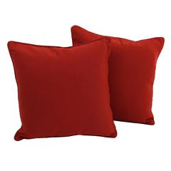 18-inch Double-corded Solid Twill Square Throw Pillows with Inserts (Set of 2), Ruby Red