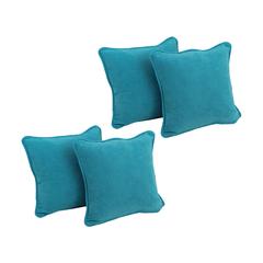 18-inch Double-corded Solid Microsuede Square Throw Pillows with Inserts (Set of 4) 9810-CD-S4-MS-AB