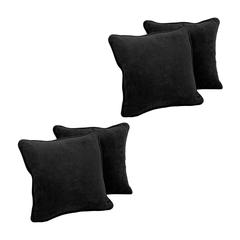 18-inch Double-corded Solid Microsuede Square Throw Pillows with Inserts (Set of 4) 9810-CD-S4-MS-BK