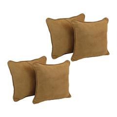 18-inch Double-corded Solid Microsuede Square Throw Pillows with Inserts (Set of 4) 9810-CD-S4-MS-CM
