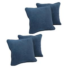 18-inch Double-corded Solid Microsuede Square Throw Pillows with Inserts (Set of 4) 9810-CD-S4-MS-IN