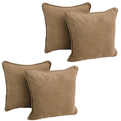18-inch Double-corded Solid Microsuede Square Throw Pillows (Set of 4)