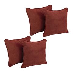 18-inch Double-corded Solid Microsuede Square Throw Pillows with Inserts (Set of 4) 9810-CD-S4-MS-RW