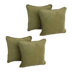 18-inch Double-corded Solid Microsuede Square Throw Pillows with Inserts (Set of 4) 9810-CD-S4-MS-SG