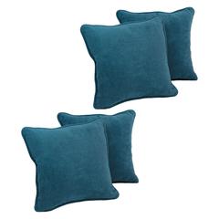 18-inch Double-corded Solid Microsuede Square Throw Pillows with Inserts (Set of 4) 9810-CD-S4-MS-TL