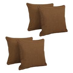 18-inch Double-corded Solid Outdoor Spun Polyester Square Throw Pillows with Inserts (Set of 4)  9810-CD-S4-REO-SOL-09