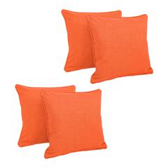 18-inch Double-corded Solid Outdoor Spun Polyester Square Throw Pillows with Inserts (Set of 4)  9810-CD-S4-REO-SOL-13