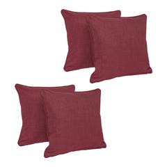 18-inch Double-corded Solid Outdoor Spun Polyester Square Throw Pillows with Inserts (Set of 4)  9810-CD-S4-REO-SOL-17