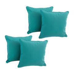 18-inch Double-corded Solid Twill Square Throw Pillows with Inserts (Set of 4)  9810-CD-S4-TW-AB