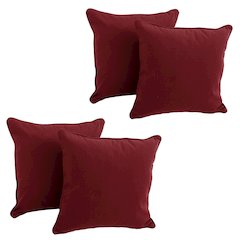 18-inch Double-corded Solid Twill Square Throw Pillows with Inserts (Set of 4)