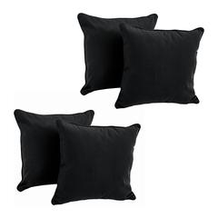 18-inch Double-corded Solid Twill Square Throw Pillows with Inserts (Set of 4)  9810-CD-S4-TW-BK