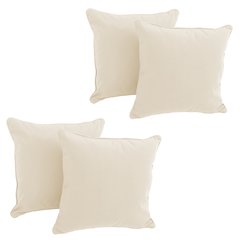 18-inch Double-corded Solid Twill Square Throw Pillows with Inserts (Set of 4)