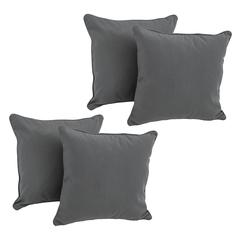 18-inch Double-corded Solid Twill Square Throw Pillows with Inserts (Set of 4)  9810-CD-S4-TW-GY