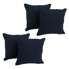 18-inch Double-corded Solid Twill Square Throw Pillows with Inserts (Set of 4)  9810-CD-S4-TW-NV