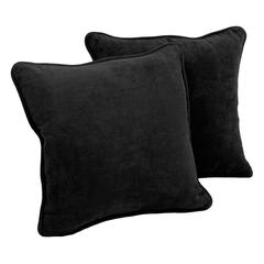 18-inch Double-corded Solid Microsuede Square Throw Pillows with Inserts (Set of 2)