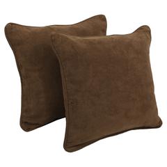18-inch Double-corded Solid Microsuede Square Throw Pillows with Inserts (Set of 2)
