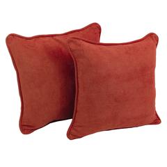 18-inch Double-corded Solid Microsuede Square Throw Pillows with Inserts (Set of 2)