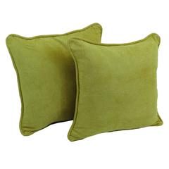 18-inch Double-corded Solid Microsuede Square Throw Pillows with Inserts (Set of 2)
