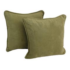 18-inch Double-corded Solid Microsuede Square Throw Pillows with Inserts (Set of 2)