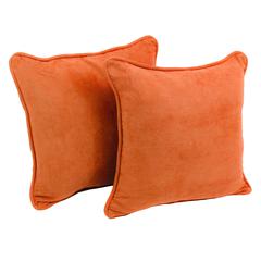 18-inch Double-corded Solid Microsuede Square Throw Pillows with Inserts (Set of 2)