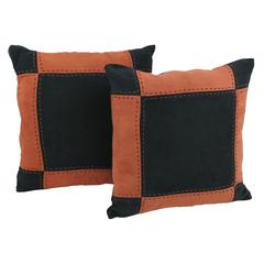 18-inch Patchwork Microsuede Square Throw Pillows (Set of 2) 9810-S2-PW-BK-SP