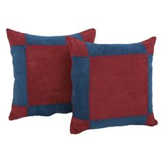 18-inch Patchwork Microsuede Square Throw Pillows (Set of 2) 9810-S2-PW-RW-IN