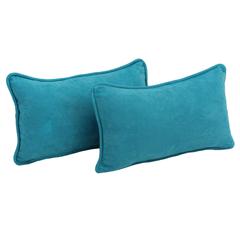 20-inch by 12-inch Double-corded Solid Microsuede Back Support Pillows with Inserts (Set of 2)  9811-CD-S2-MS-AB