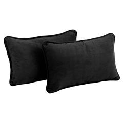 20-inch by 12-inch Double-corded Solid Microsuede Back Support Pillows with Inserts (Set of 2)  9811-CD-S2-MS-BK